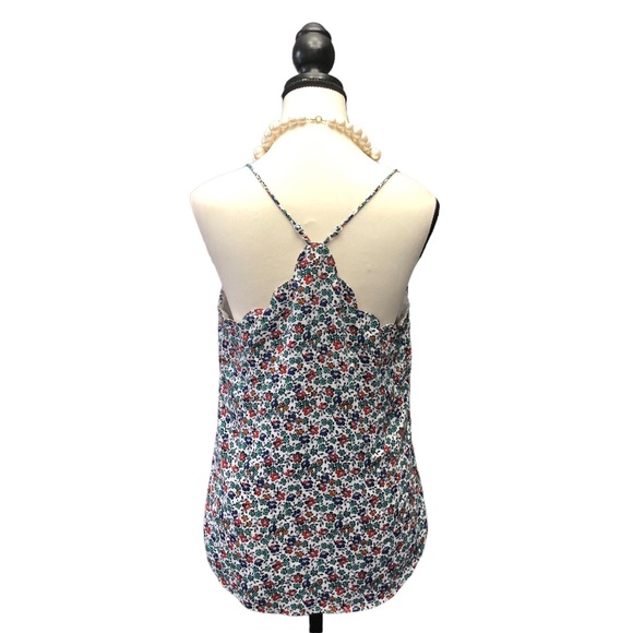 JCrew Adjustable Strap Scallope Front Floral Size 6 Lined Top - Picture 2 of 10